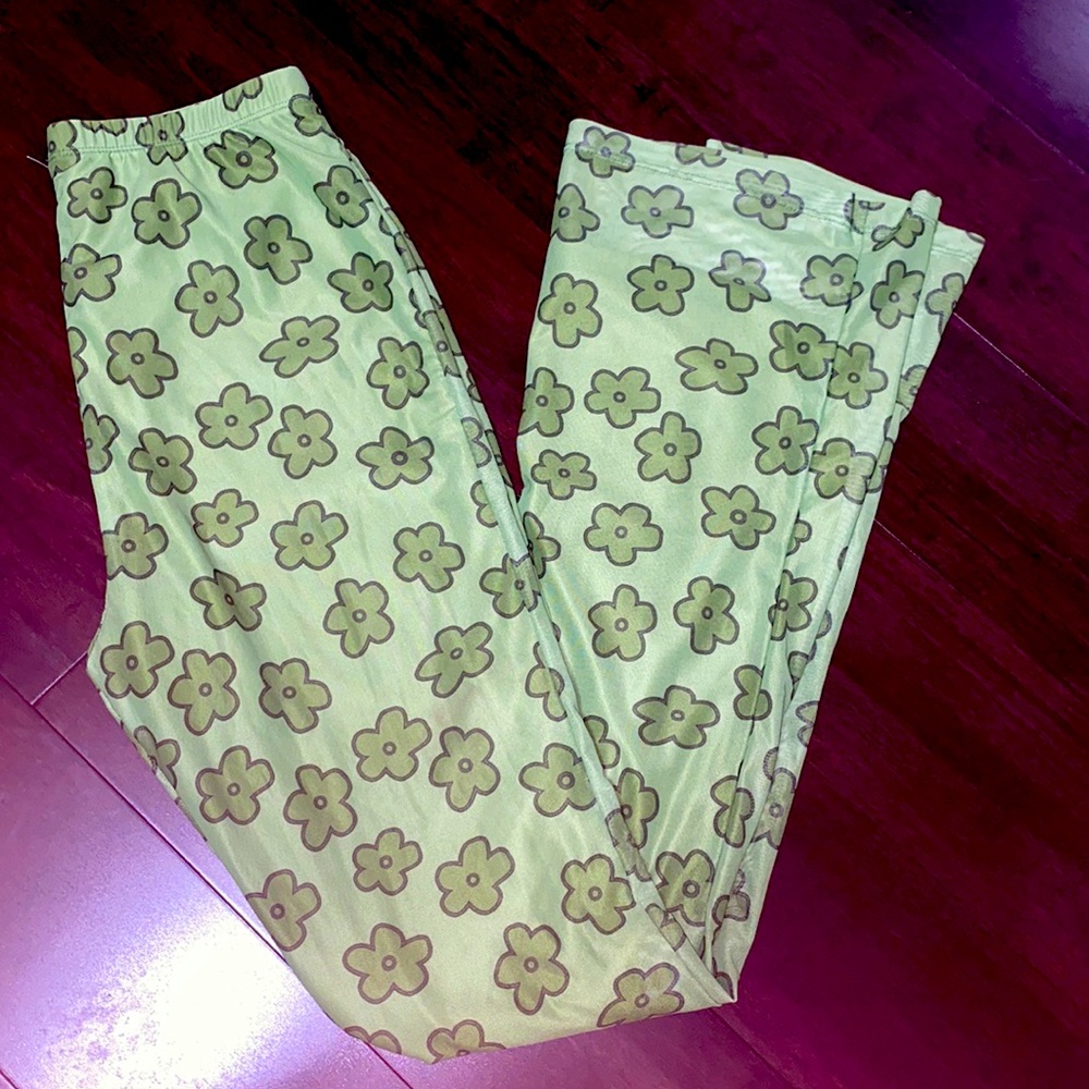 Shein long floral green pants